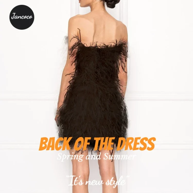 Custom Colors Strapless Long Feather Club Evening Dress Sleeveless Women Ostrich Feather Dress