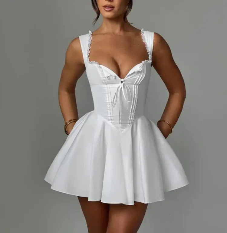 RNSHANGER Women Bandage Sexy Mini Dress for Women Robe Spaghetti Strap Backless Bodycon Sexy Party Club Print Dress - Image 3
