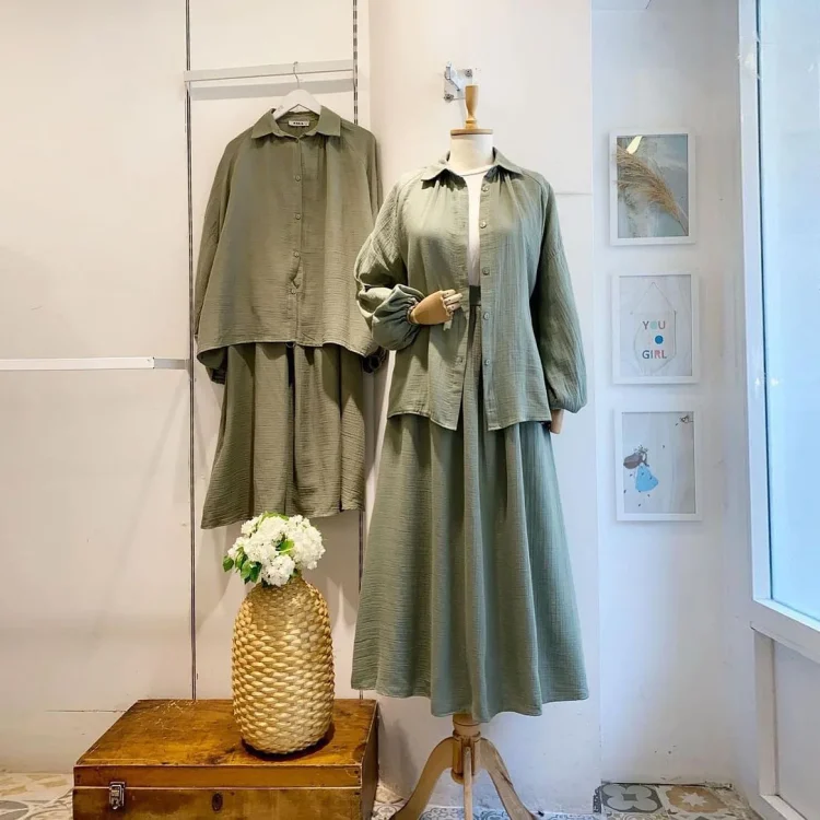 2024 Islamic Clothing Middle East Women Loose Long Sleeved Shirt and Long Dress Two Piece Set Modest Set - Image 4