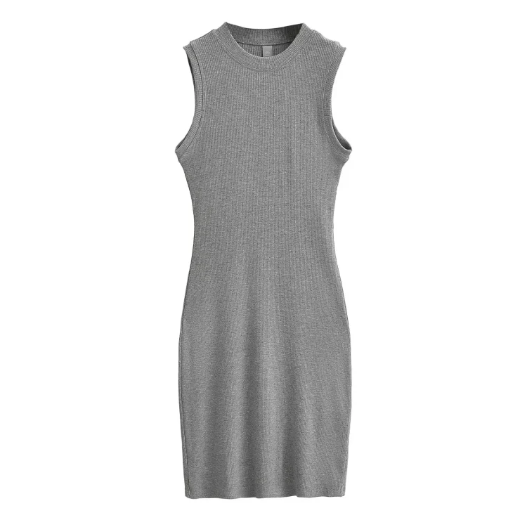 Custom Modal Cotton Rib Midi Dress Women Clothes Ladies Lounge Sleeveless Dress Bodycon Casual Tank Top Dress - Image 2