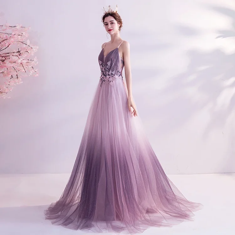 Backless Fairy Temperamental Mesh Evening Dresses Trailing Strapless Temperamental Mesh Evening Dresses - Image 2