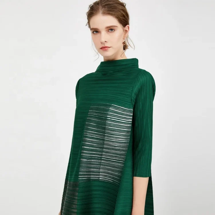 Korean Clothes New Arrival Long Sleeve Fashion Print Women Pleated Casual Loose  Fashion Dresses - Image 4