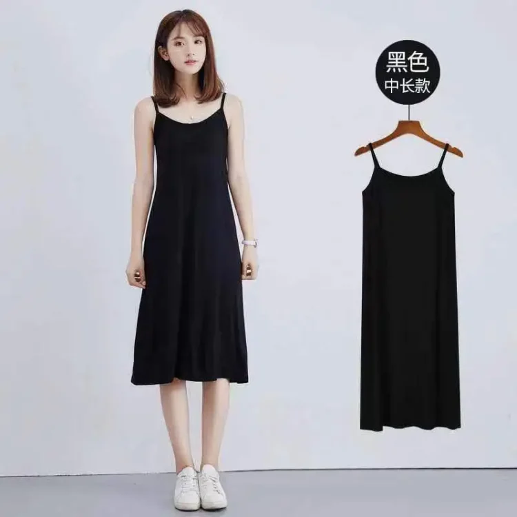 Women's Modal Full Slip Dress Spaghetti Strap Vest Skirt 90 to 120cm Long Under Dress Camisoles Slips Inner Petticoat - Image 3