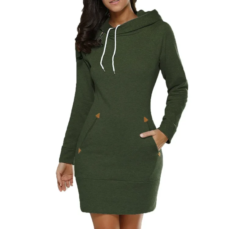 Women Hooded Dress Casual Ladies Long Sleeve Sweater Pullover Jumper Tops Plus Size S-5XL - Image 3