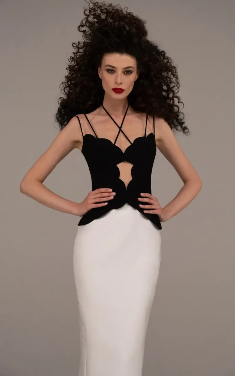 Newest Halter Corset Top and Fishtail Dress Set Long Gown Women Formal Party Evening Dinner Dress
