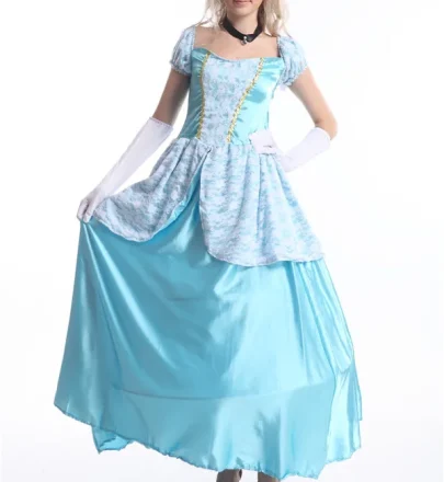 Ecowalson Adult Sweet Princess Cinders Fancy Dress Costume  Womens Female Ladies Blue Princess  Costumes  With Petticoat