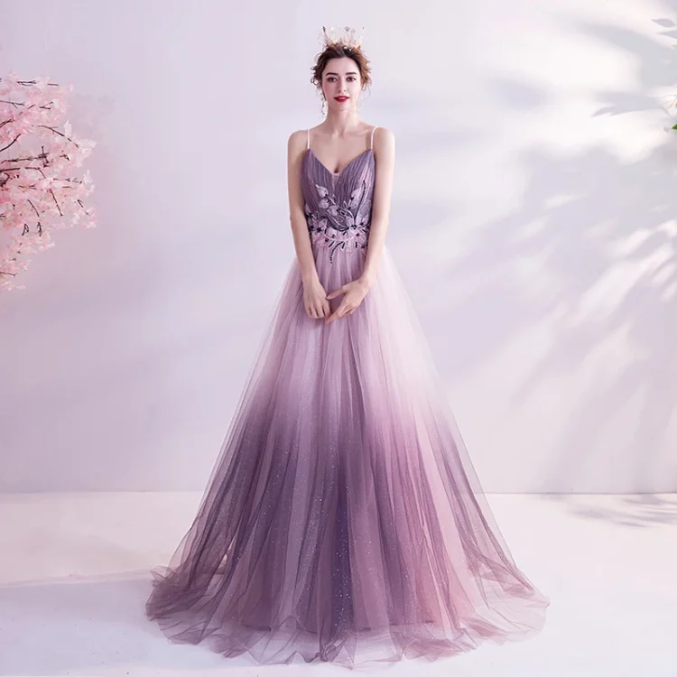 Backless Fairy Temperamental Mesh Evening Dresses Trailing Strapless Temperamental Mesh Evening Dresses - Image 3