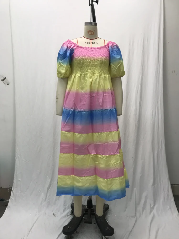 Elegant Off Shoulder Midi Party Dress Fashion Summer Flower Print Women's Clothing Short Sleeve Robe Casual Dresses Women 2025