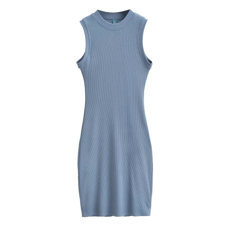 Custom Modal Cotton Rib Midi Dress Women Clothes Ladies Lounge Sleeveless Dress Bodycon Casual Tank Top Dress - Image 3
