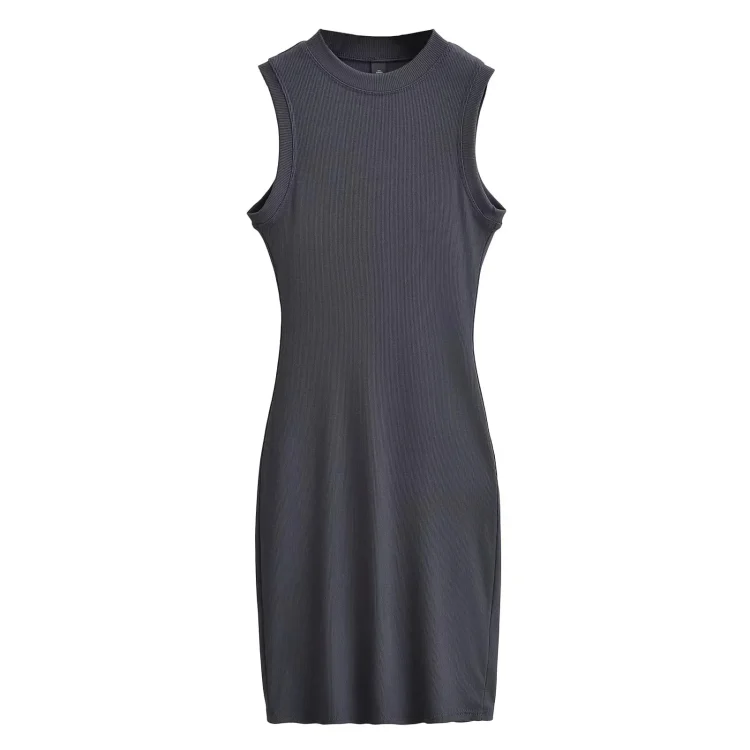 Custom Modal Cotton Rib Midi Dress Women Clothes Ladies Lounge Sleeveless Dress Bodycon Casual Tank Top Dress