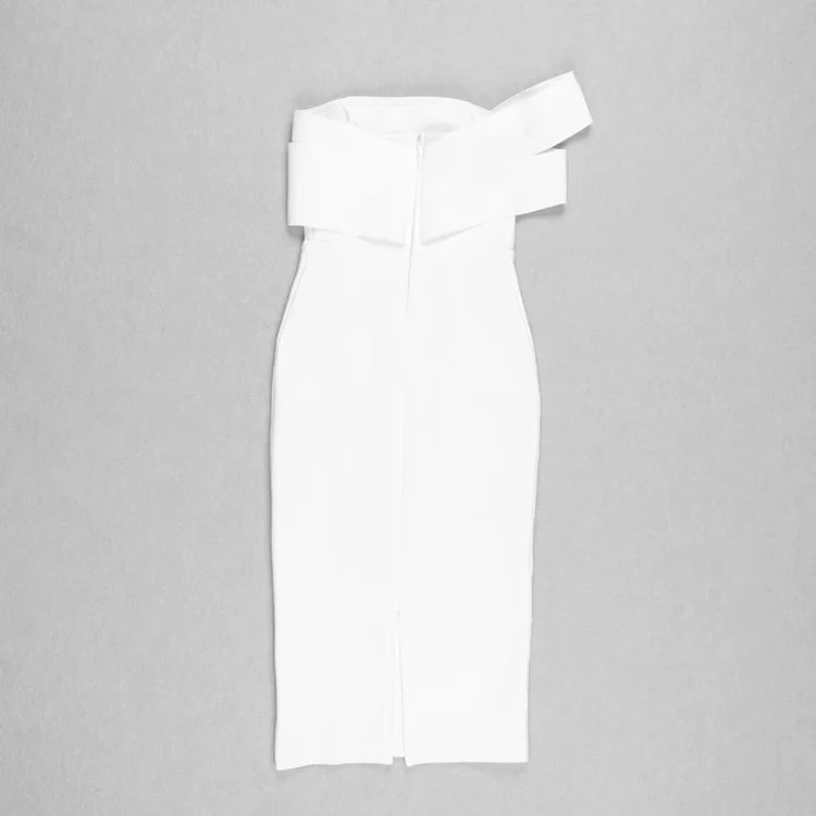 Casual Dresses Strapless Ladies White Bandage Dresses - Image 4