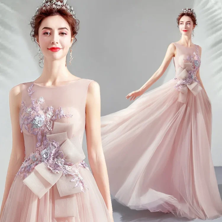 Pink Fashion New Style Evening Gown for Ladies Satin Evening Dresses Party Wear Women Dresses - Image 5