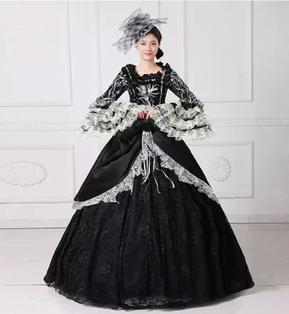 Marie Antoinette Dress Gown Rococo Baroque Masquerade Historical Costume 18th Century Victorian Crinoline Ball and Wedding Gown