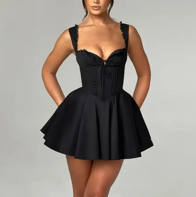 RNSHANGER Women Bandage Sexy Mini Dress for Women Robe Spaghetti Strap Backless Bodycon Sexy Party Club Print Dress - Image 2