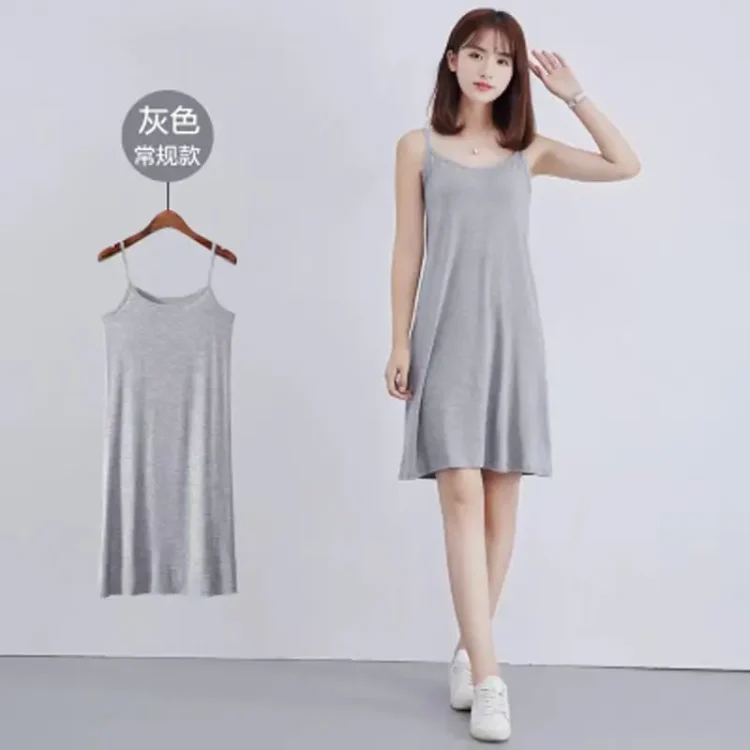 Women's Modal Full Slip Dress Spaghetti Strap Vest Skirt 90 to 120cm Long Under Dress Camisoles Slips Inner Petticoat - Image 4