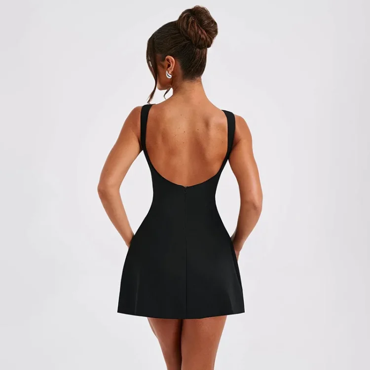 Spring Summer Fashion Europe America Short Mini Ball Gown Party Dress Women White Black Backless Slim Fit A-line Short Dresses - Image 4