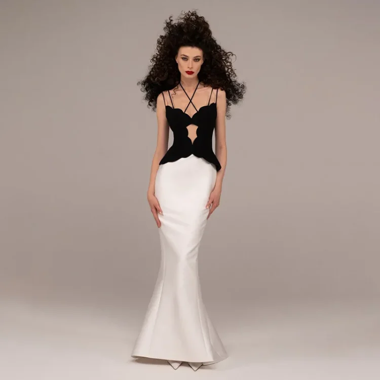 Newest Halter Corset Top and Fishtail Dress Set Long Gown Women Formal Party Evening Dinner Dress - Image 6