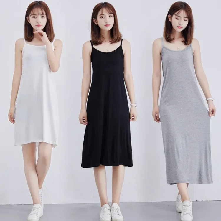 Women's Modal Full Slip Dress Spaghetti Strap Vest Skirt 90 to 120cm Long Under Dress Camisoles Slips Inner Petticoat - Image 6