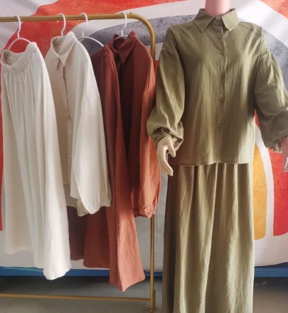 2024 Islamic Clothing Middle East Women Loose Long Sleeved Shirt and Long Dress Two Piece Set Modest Set