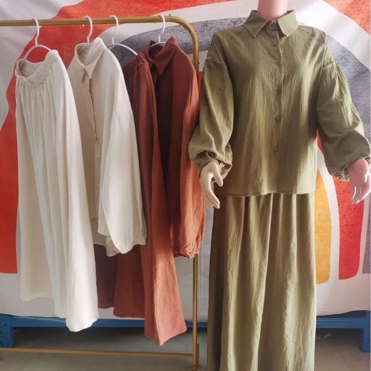 2024 Islamic Clothing Middle East Women Loose Long Sleeved Shirt and Long Dress Two Piece Set Modest Set