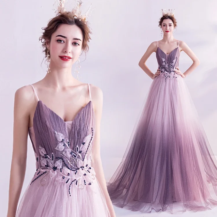 Backless Fairy Temperamental Mesh Evening Dresses Trailing Strapless Temperamental Mesh Evening Dresses - Image 6