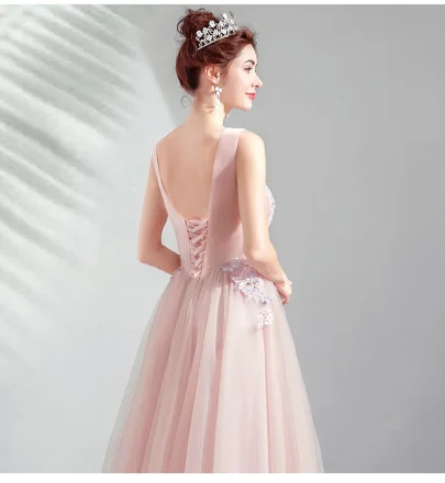 Pink Fashion New Style Evening Gown for Ladies Satin Evening Dresses Party Wear Women Dresses