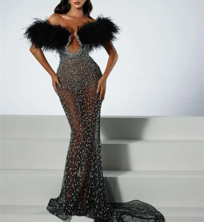 ED2678 Luxury Evening Dresses Women Elegant Evening Gowns for Women Dress Long Feathers for Dress